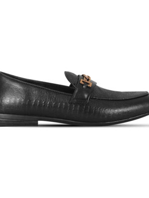 Classic Black Textured Leather Tassel Shoes For Men SB-S928