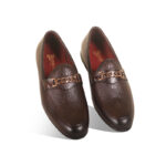 Reddish-Brown Textured Leather Tassel Shoes For Men SB-S929