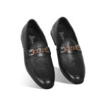 Classic Black Textured Leather Tassel Shoes For Men SB-S928