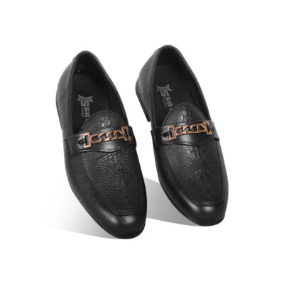Classic Black Textured Leather Tassel Shoes For Men SB-S928