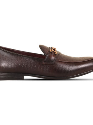 Reddish-Brown Textured Leather Tassel Shoes For Men SB-S929
