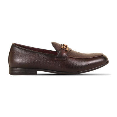 Reddish-Brown Textured Leather Tassel Shoes For Men SB-S929