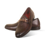 Reddish-Brown Textured Leather Tassel Shoes For Men SB-S929