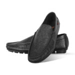 Black Textured Leather Loafer For Men SB-S930