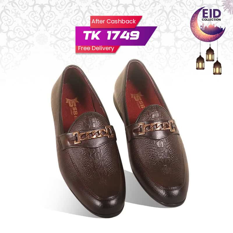 Reddish-Brown Textured Leather Tassel Shoes For Men SB-S929