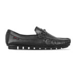 Black Textured Leather Loafer For Men SB-S951