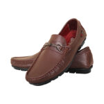 Chocolate Textured Leather Loafer For Men SB-S952