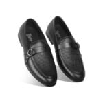 Black Textured Leather Tassel Formal Shoes For Men SB-S949