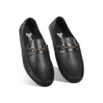 Black Textured Leather Loafer For Men SB-S951