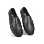 Black Textured Leather Loafer For Men SB-S940