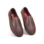 Chocolate Textured Leather Loafer For Men SB-S941