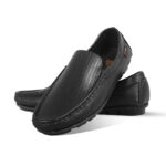 Black Textured Leather Loafer For Men SB-S940
