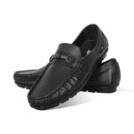 Black Textured Leather Loafer For Men SB-S951