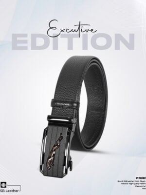 Stylish Black Leather Gear Belt For Men SB-IB037