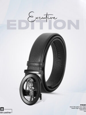 Croco Style Black Leather Gear Belt For Men SB-IB049