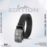 Stylish Checkered Buckle Leather Gear Belt For Men SB-IB050