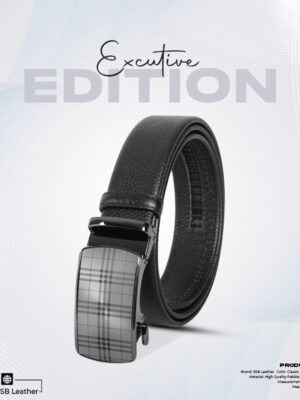 Stylish Checkered Buckle Leather Gear Belt For Men SB-IB050