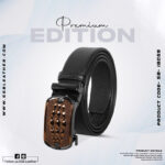 Croco Style Black Leather Gear Belt For Men SB-IB059