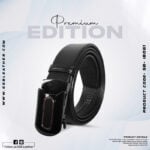 Black Stylish Buckle Leather Gear Belt For Men SB-IB061