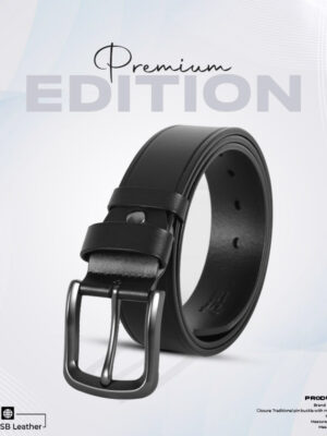 Classic Black One Part Leather Belt For Men-IB110