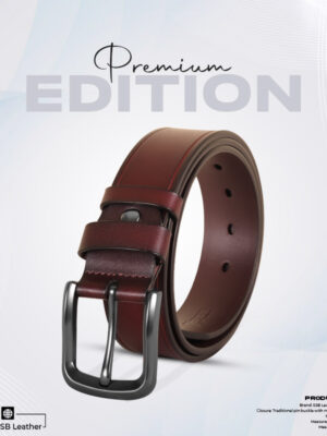 Classic Dark Maroon One Part Leather Belt For Men-IB111