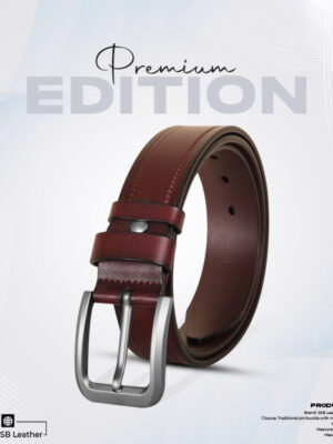 Classic Dark Maroon One Part Leather Belt For Men-IB117