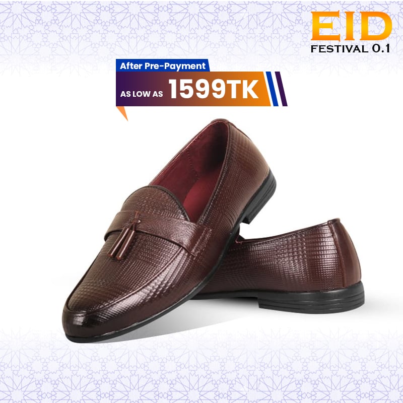 Dark Brown Textured Leather Tassel For Men SB-S788
