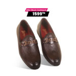 Reddish-Brown Textured Leather Tassel Shoes For Men SB-S929