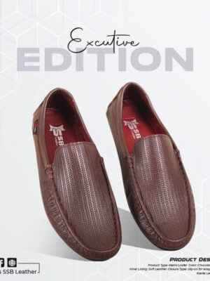 Chocolate Textured Leather Loafer For Men SB-S941