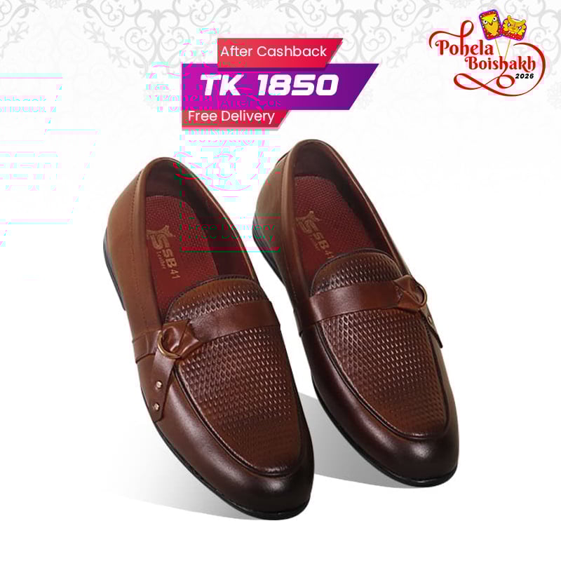 Rich Brown Textured Leather Tassel Formal Shoes For Men SB-S950