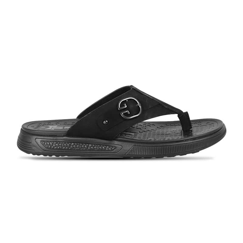 Black Comfort Leather Sandal For Men SB-S969