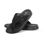 Black Comfort Leather Sandal For Men SB-S973