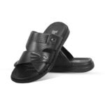 Black Leather Slip-On Comfort Sandal For Men SB-S983