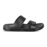Black Leather Slip-On Comfort Sandal For Men SB-S985