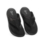 Black Comfort Leather Sandal For Men SB-S971