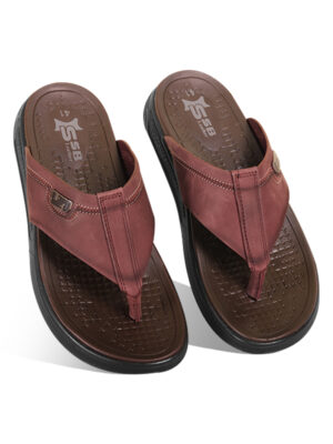 Dark Maroon Comfort Leather Sandal For Men SB-S972