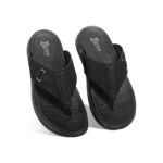 Black Comfort Leather Sandal For Men SB-S973