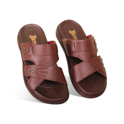 Chocolate Leather Slip-On Comfort Sandal For Men SB-S984