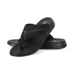 Black Comfort Leather Sandal For Men SB-S967