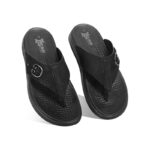 Black Comfort Leather Sandal For Men SB-S969