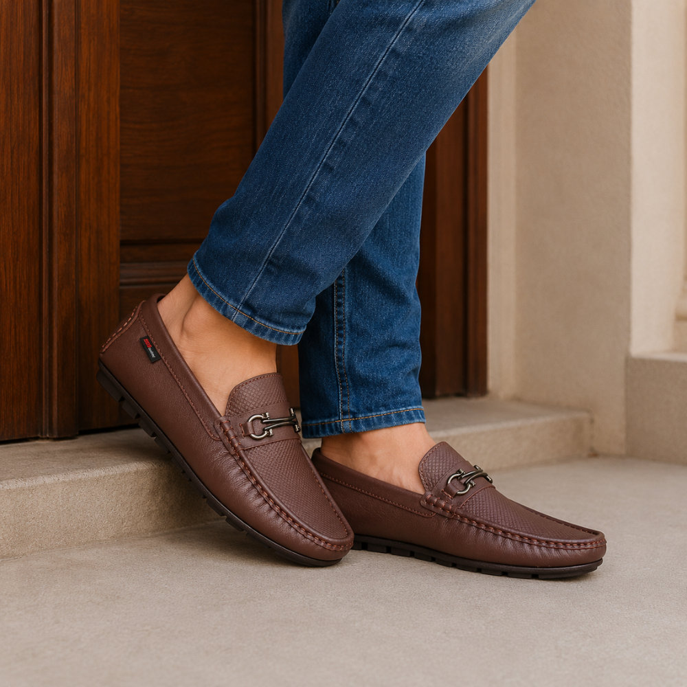 Laser Cut Design Leather Loafer For Men SB-S982