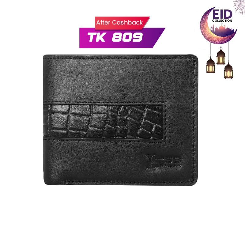 Black Elegance Croco Textured Leather Wallet For Men SB-W242