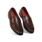 Dark Brown Leather Penny Loafer Shoes For Men SB-S995