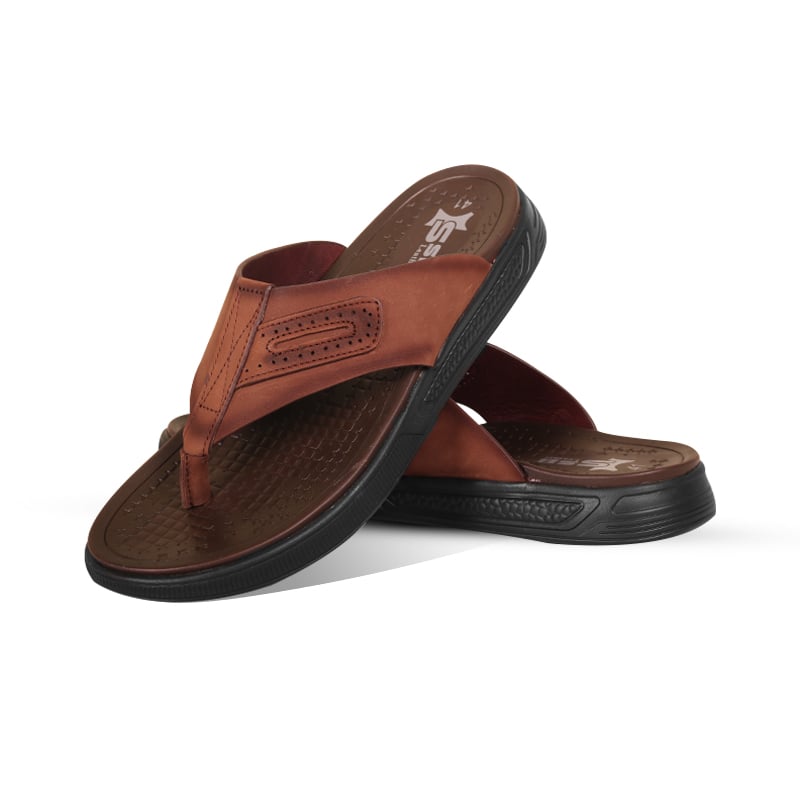 Brown Comfort Leather Sandal For Men SB-S1004
