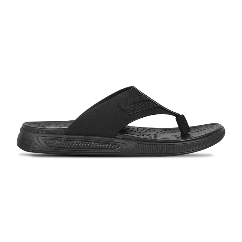 Black Comfort Leather Sandal For Men SB-S1003
