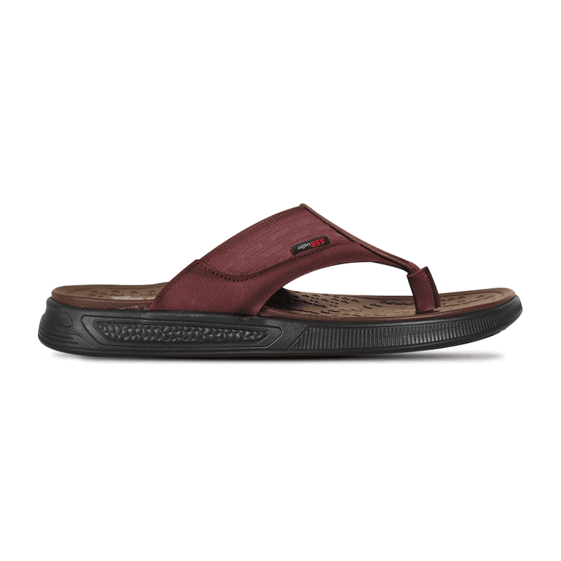Maroon Comfort Leather Sandal For Men SB-S1007