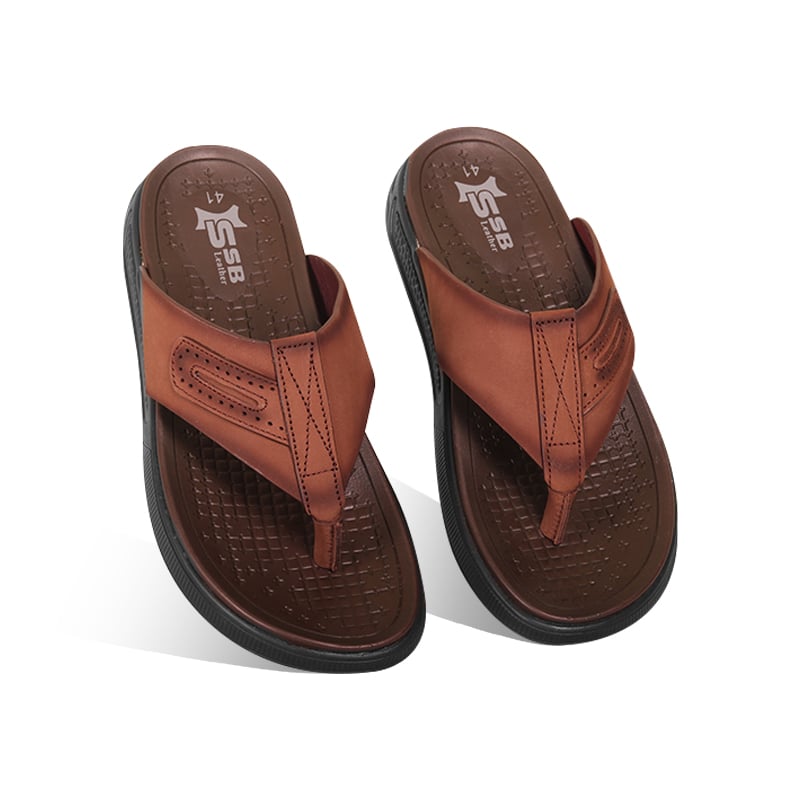 Brown Comfort Leather Sandal For Men SB-S1004