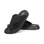 Black Comfort Leather Sandal For Men SB-S1003