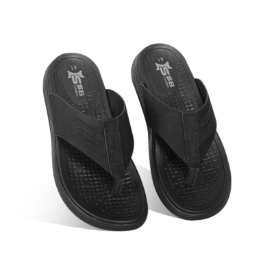 Black Comfort Leather Sandal For Men SB-S1003