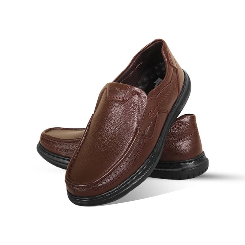 Dark Brown Leather Casual Shoes For Men SB-S1002